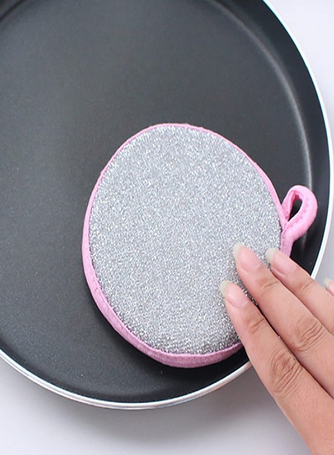 RRJ 10Pcs Kitchen Cleaning Sponges Double Side Round Microfiber Reusable Scrubber Pan Pot Dish Wash Household Cleaning Scouring Tools Random Color - Image 5